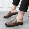 FashionLuxury Brand Mens Casual Shoes Summer Slip On Loafers Designer Leather Half Shoes For Men Shoes Driving Business Mules Mocassins