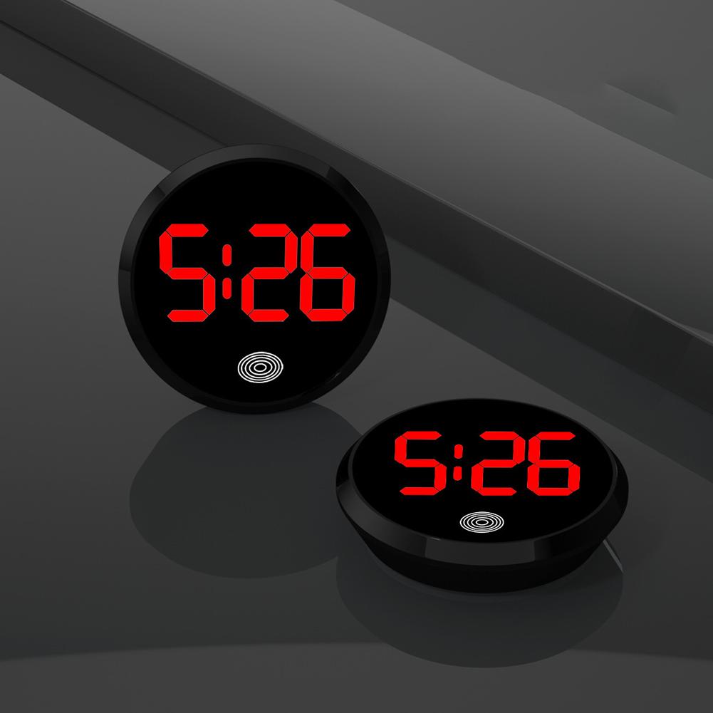 1pc Car Luminous Clock  Automobiles Internal Stick-On Mini Digital Watch Circular LED Electronic Watch Auto Interior Accessories