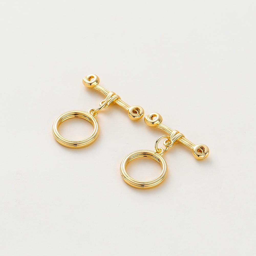 4pcs/lot 14K 18K Gold Color Plated Balance Round OT Buckle Clasps Bracelet End O Toggle Connection ClaspsFor DIY Jewelry Finding