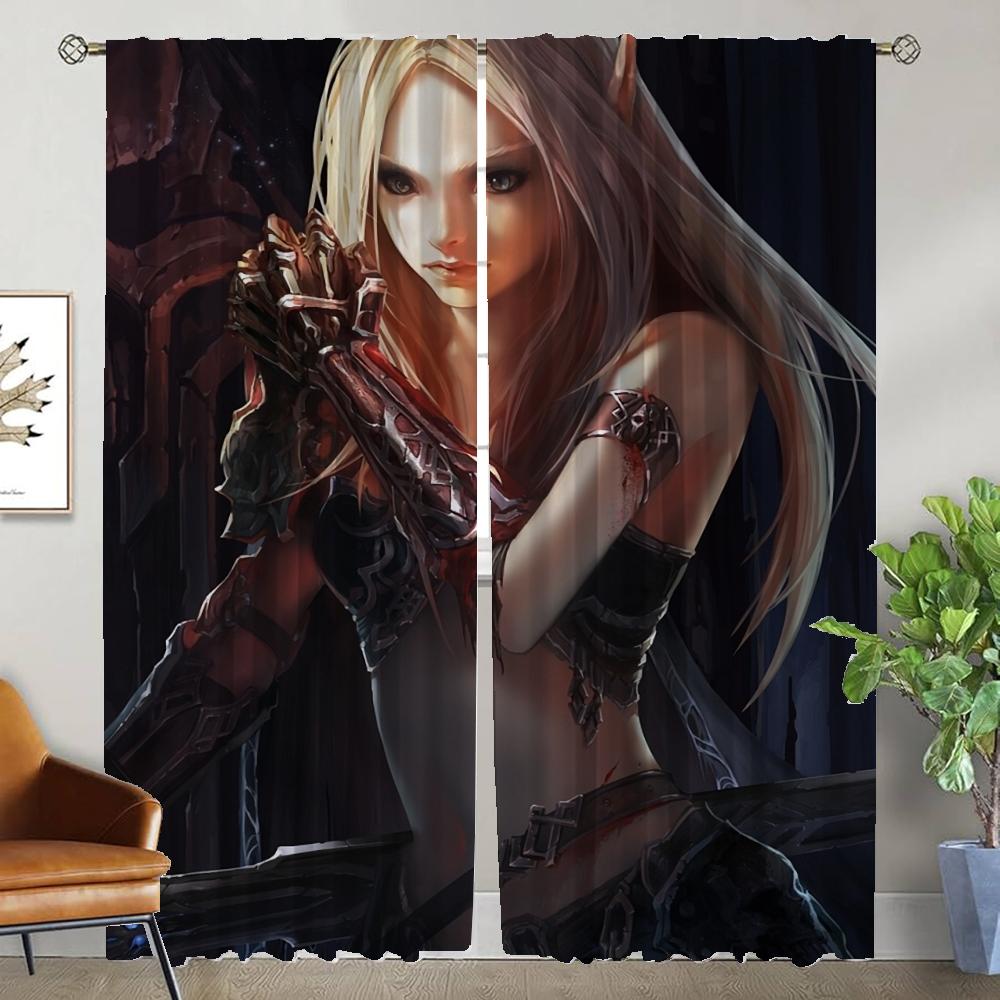 Female Elf Tulle for Bedroom Curtains Child Room Window Curtain Halloween Decoration Home Interior Curtains 2 Pieces Partition