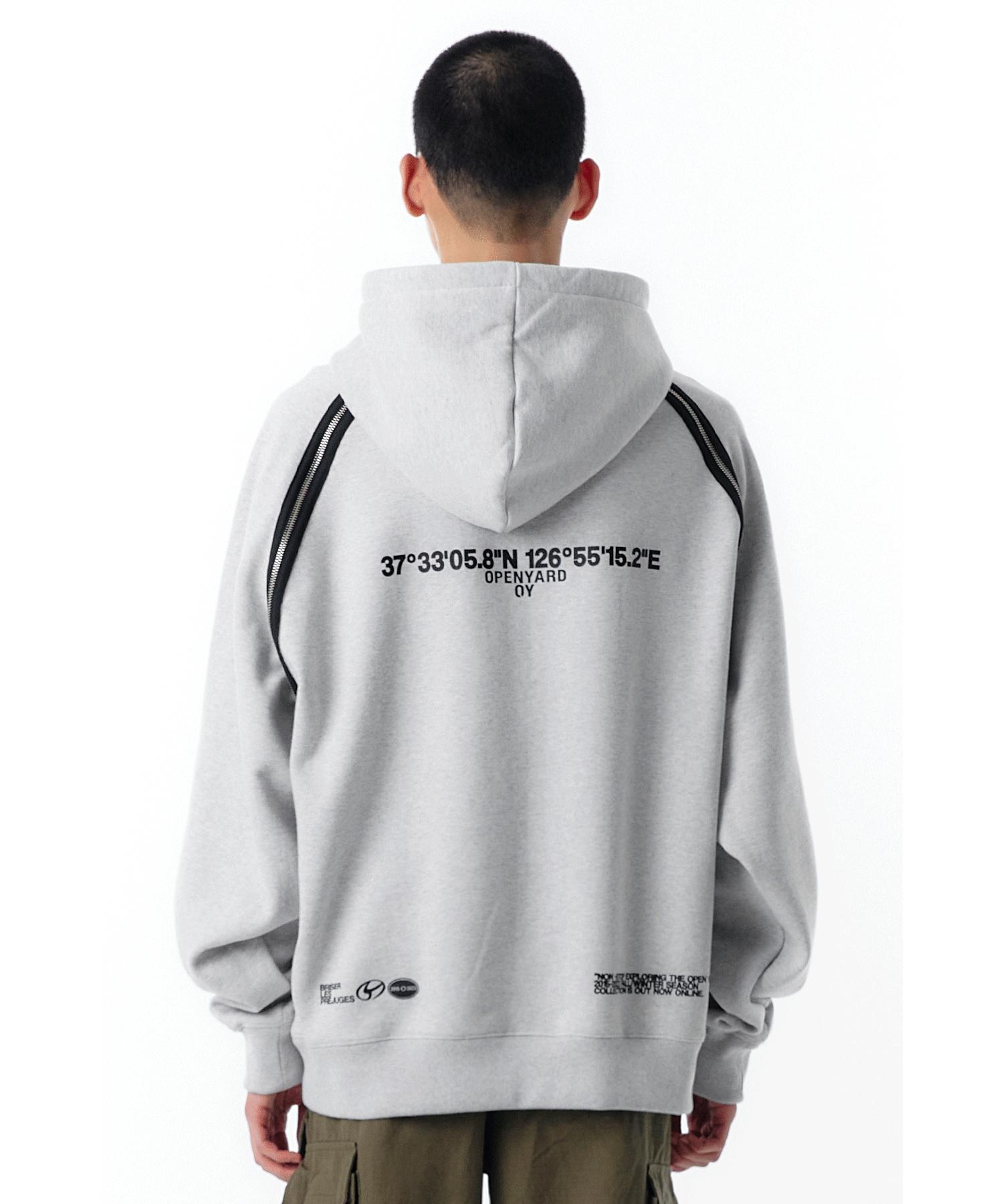 Oy W.L Back Zipper Raglan Hoodie-Grey Grey/1Size