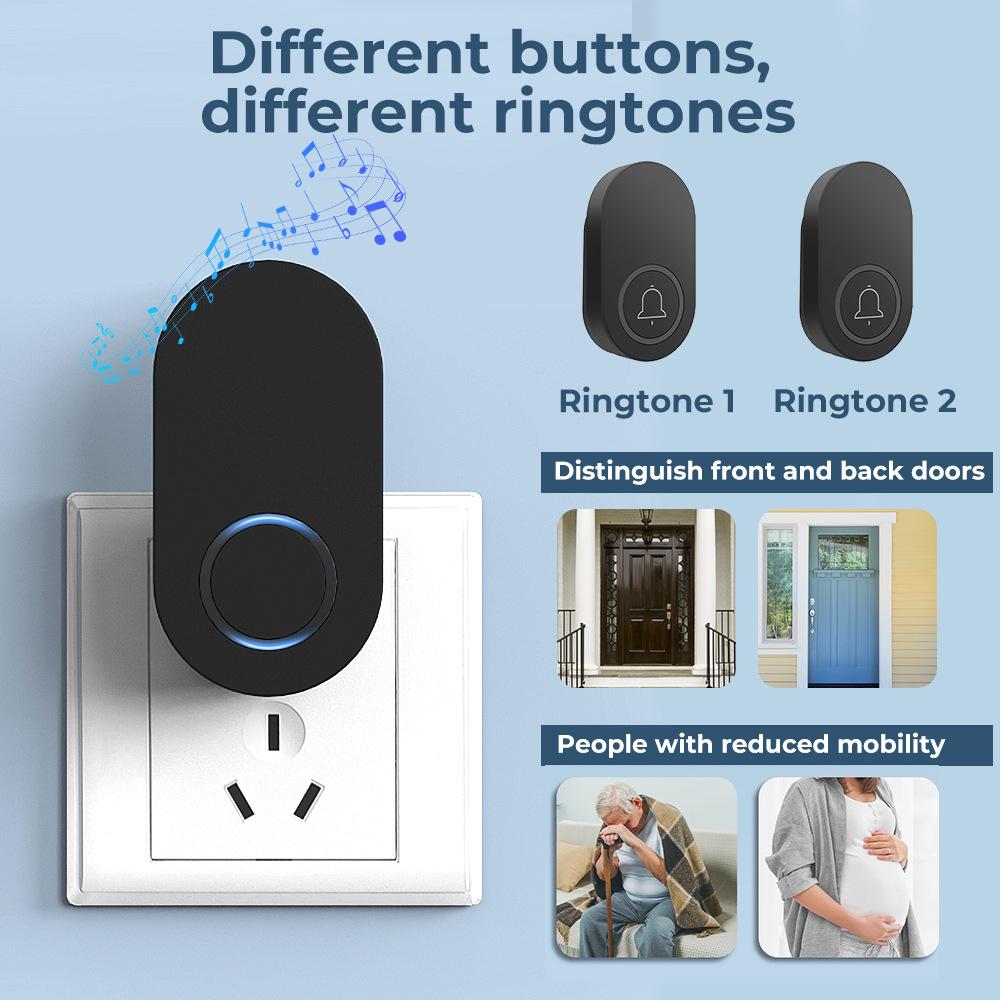 Home Wireless Self-generating Doorbell DC Digital Doorbell Button: No Batteries Required