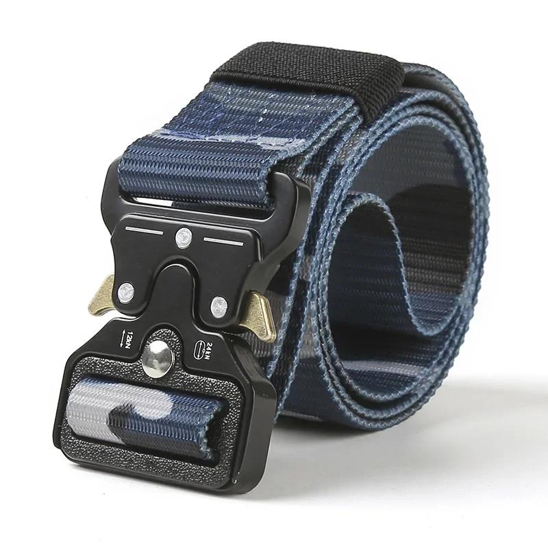 Camouflage Belt Nylon Waistband Quick Release Hunting Training Strong Metal Buckle Police Black Army Belts for Men and Women