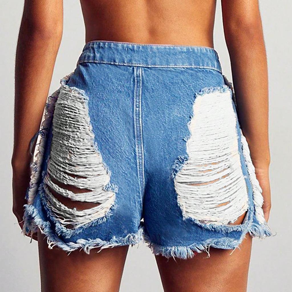 Women's Color Jeans Stretch Slim Fit Distressed Denim Shorts