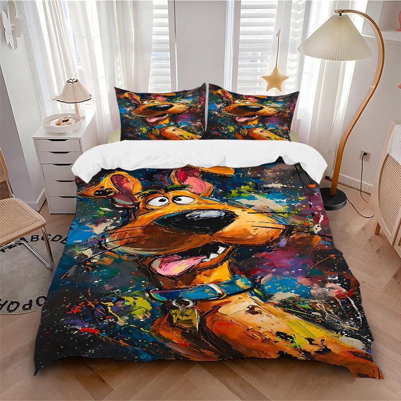 3pcs Scooby-Doo Duvet Cover Set - Machine Washable, Includes 1 Duvet Cover and 2 Pillowcases, No Core Included Yy251022241