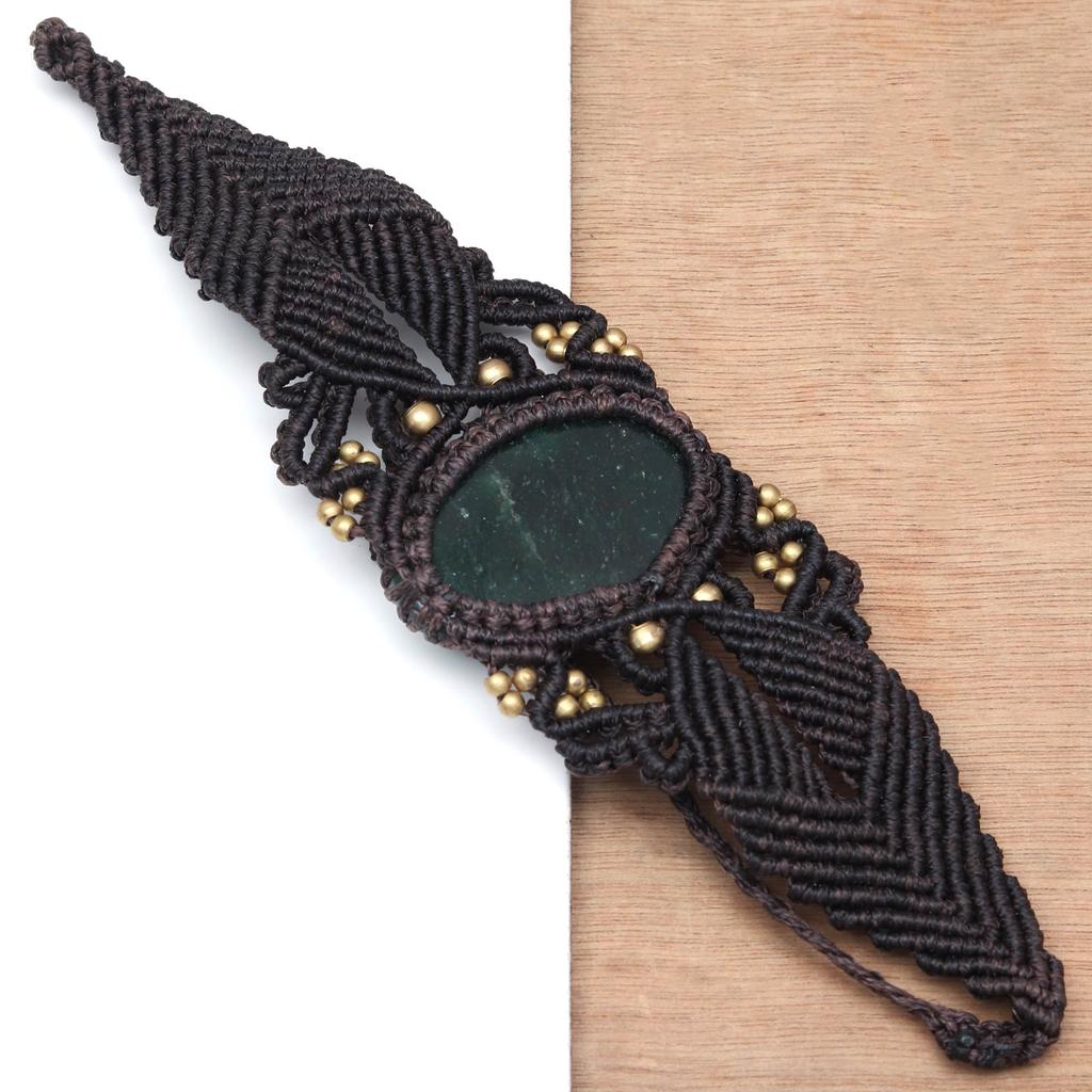 Makramee Armband verstellbar Onyx schwarz 8mm Perlen Naturstein Armbänder Perlen