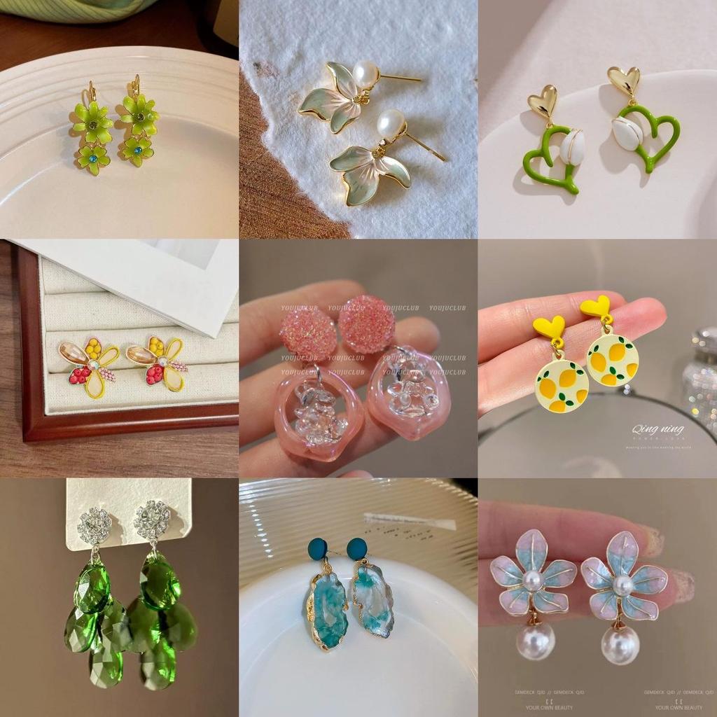 Silver Needle Dongdaemun Fresh Colorful Earrings - Simple, Versatile, Luxury Studs with a High-End Sense