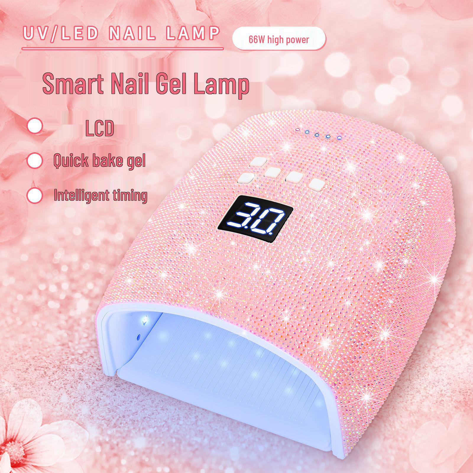 

S10 High Power 66W Nail Lamp with 33 LED Beads – Rechargeable Phototherapy and Baking Light