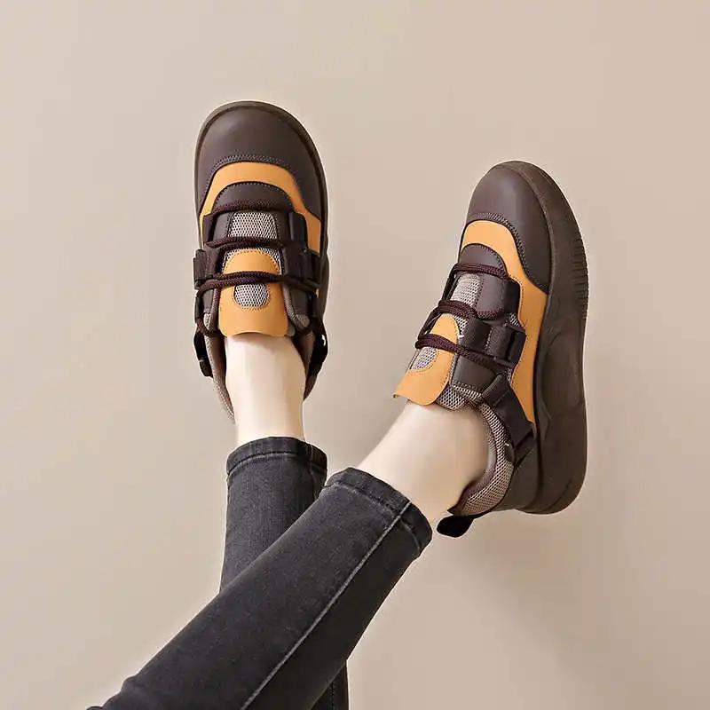 Fashion Normal Leather Key Height Women Plus Sizes Mary Jane Fuchsia Women's Shoes Flat Sneakers Sports Latest New In