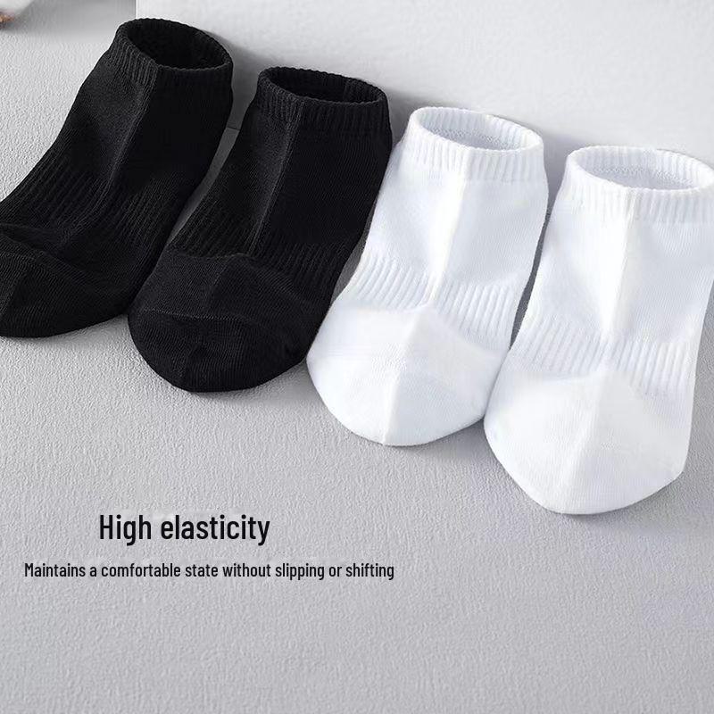 Men's Minimalist Black & White Low-Cut Socks - Spring/Autumn
