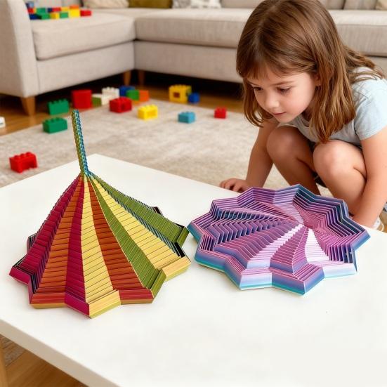 Yousheng Expanded Sensory Fidget Star 3D Printed Spinning Tower Fidget Toy Flexible Spiral Star with Handle for Stress Relief Office Desk Accessory