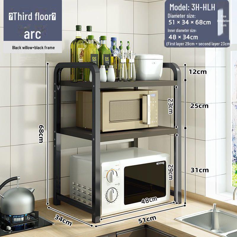 Three-Layer Kitchen Microwave and Spice Storage Rack