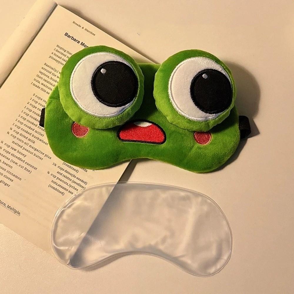 Creative Funny Frog Sleep Mask Plush Adjustable Frog Blockout Light Eye Cover Cartoon Headwear Sleeping Aid Eye Mask Sleep