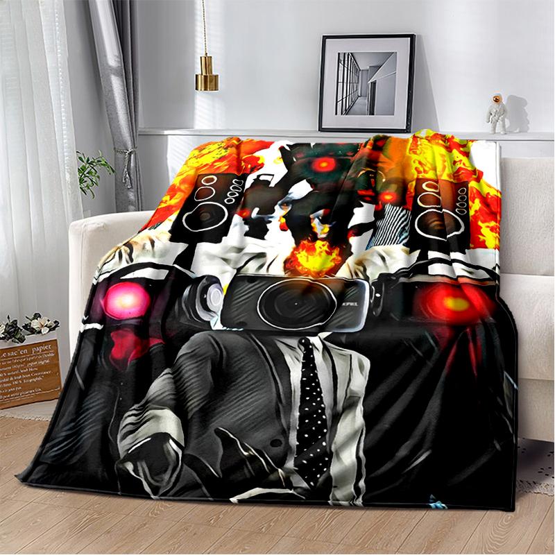 3D Skibidi Toilet Speakerman Cameraman TVman Flannel Blanket,Soft Throw Blanket for Home Bedroom Bed Sofa Travel Cover Kid Gift