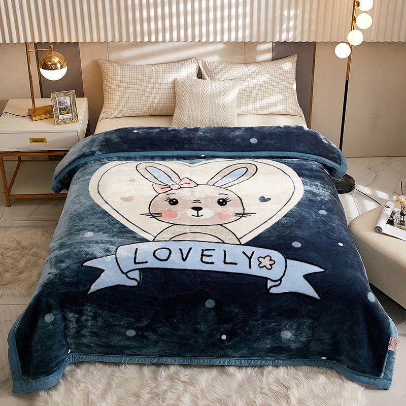 Double-Layer Thickened Raschel Blanket - Super Soft Anti-Static Fleece for Autumn/Winter, Perfect Wedding Gift.