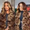 Perucă cu dantelă frontală Ombre Blonda Miere 30 Inch Păr Uman 13x4 Dantelă Frontală HD Ombre cu Șuvițe 4/27 Wave Body Lace Frontal Fără Lipici