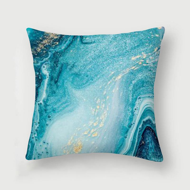 Nordic Blue Marble Polyester Pillowcase Sea Rock Texture Bedside Sofa Chair Throw Pillow Cushion Cover Home Decor Cushion Cover