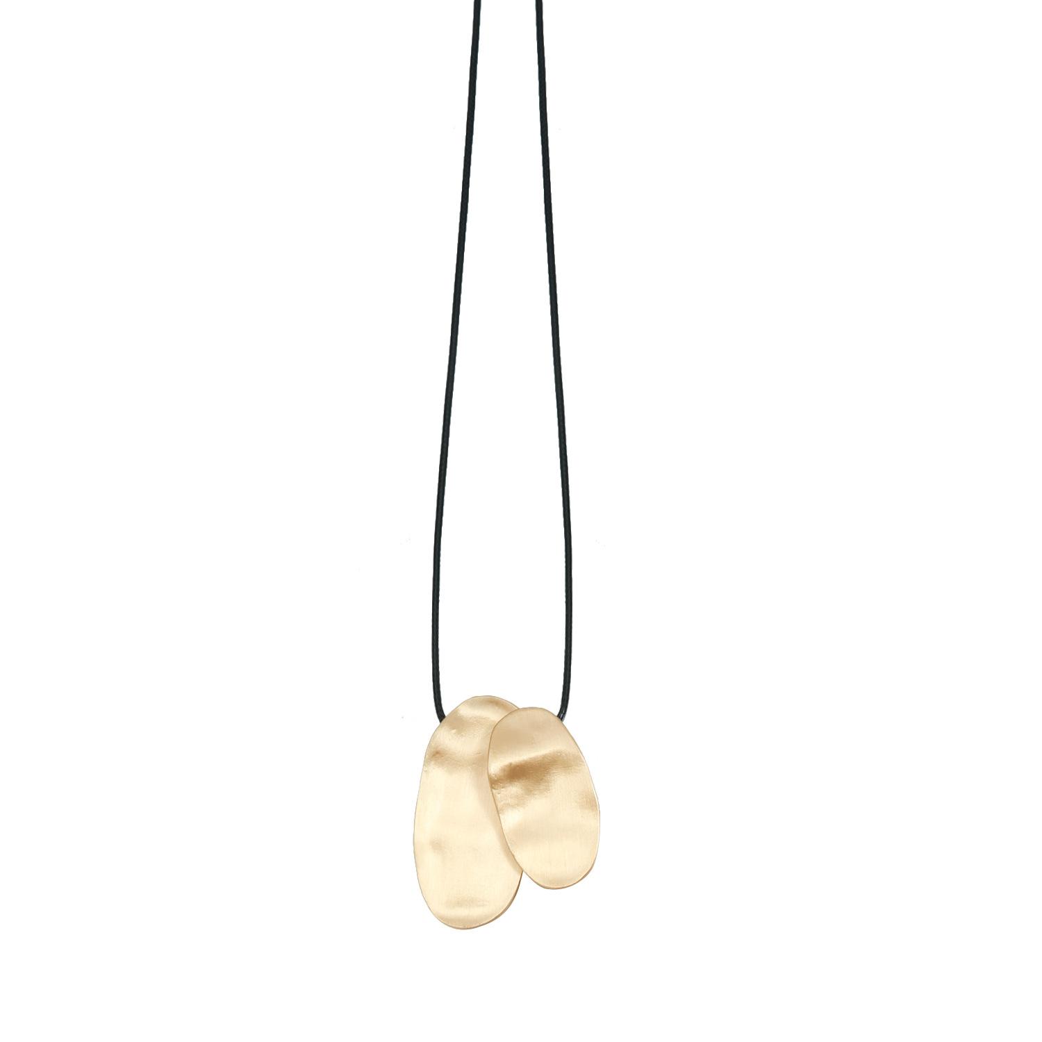 

Geometric oval metal brushed necklace, simple light luxury wax thread adjustable item decoration золотой