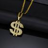 Vnox Gold Color Dollar Sign Necklaces for Men with Cuban Chain,Hip Hop Money Dollar Pendant Collar Party Jewelry