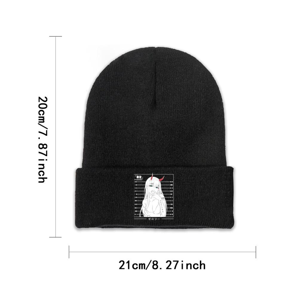 Zero Two Darling In The Franxx Knitted Caps Women's Unisex's Beanie Autumn Winter Hat Polyester Sexy Crochet Cap