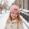 Embroidery Bow Knitted Beanie Cap Cold Proof Kids Knitted Hat cute Baby Knit Hat  Girls