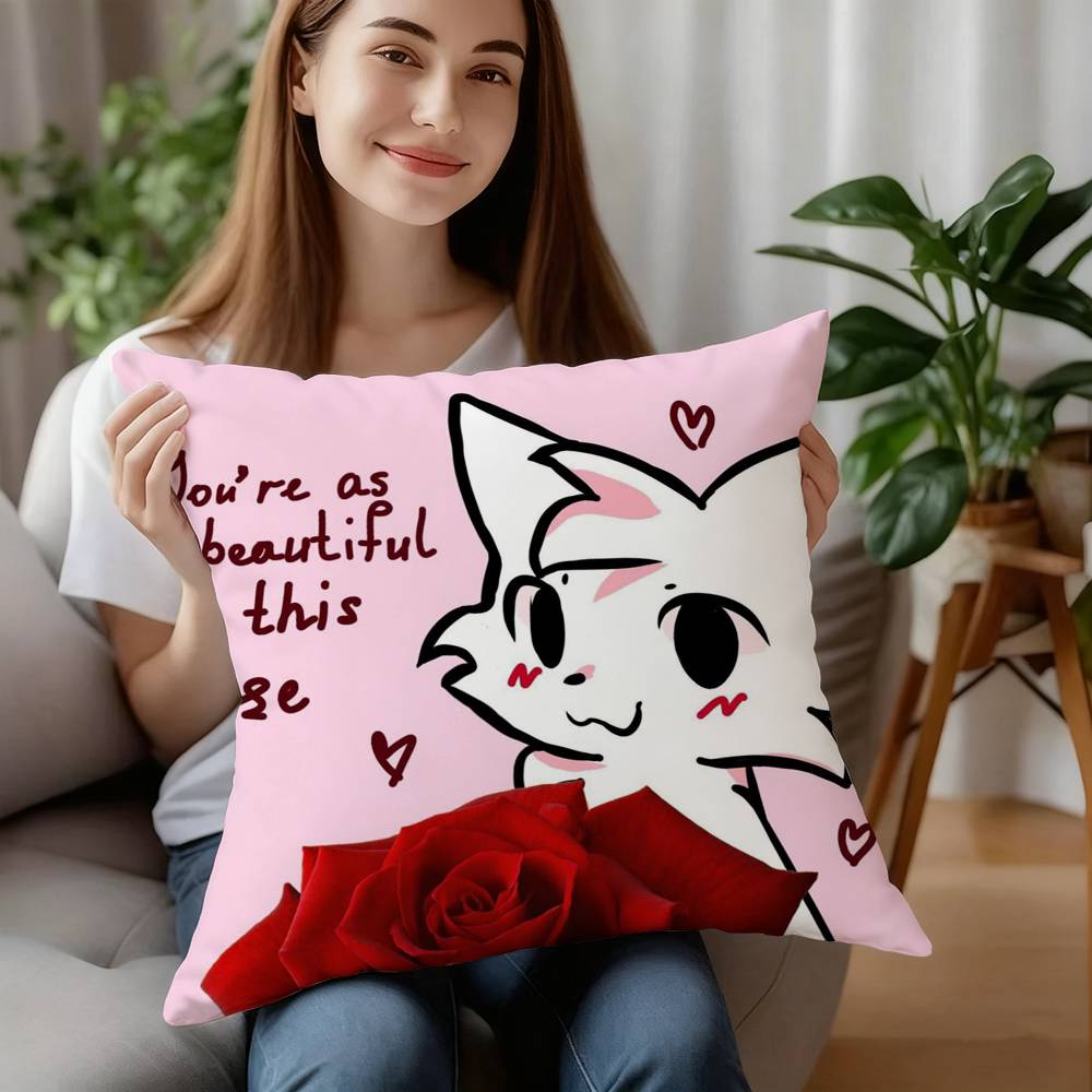 

B-Boykisser Silly Cat Cute Pillow Case Plush Fabric Soft Pillowcase Double Sided Print Cushion Cover Household Gifts 12x12Inch