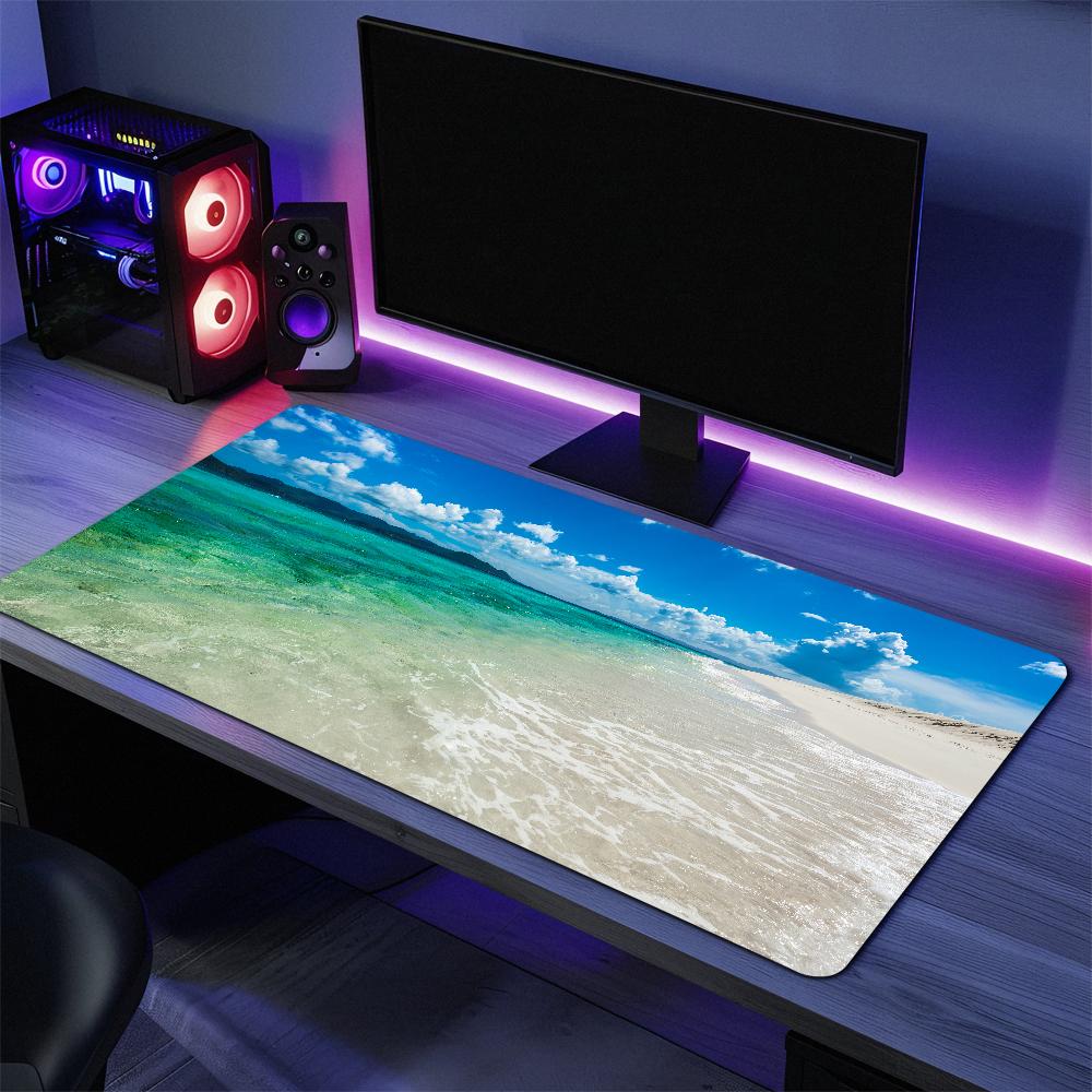 Summer Beach Seaside Waves Ocean Mouse Pad Desk Mat Large Non-slip Anti-fray Keyboard Ergonomic Office Rubber PC Home Custom