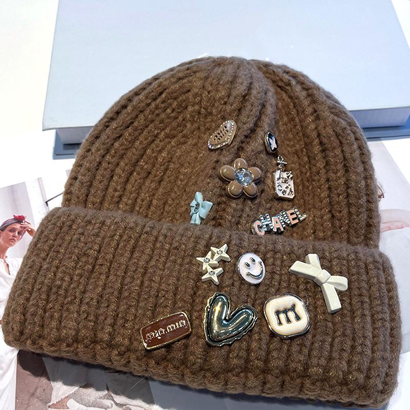 Winter Casual Warm Beanie Solid Color Female Caps Fashion Cute Knitted  Bonnet Caps