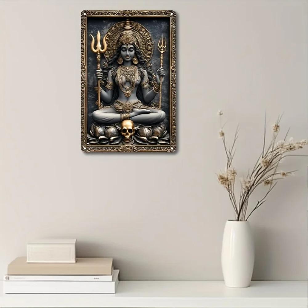VintageKaliAlumSign Vintage Indian Goddess Kali Square Aluminum Sign - Decorative Wall Poster, Perfect for Bar/Restaurant