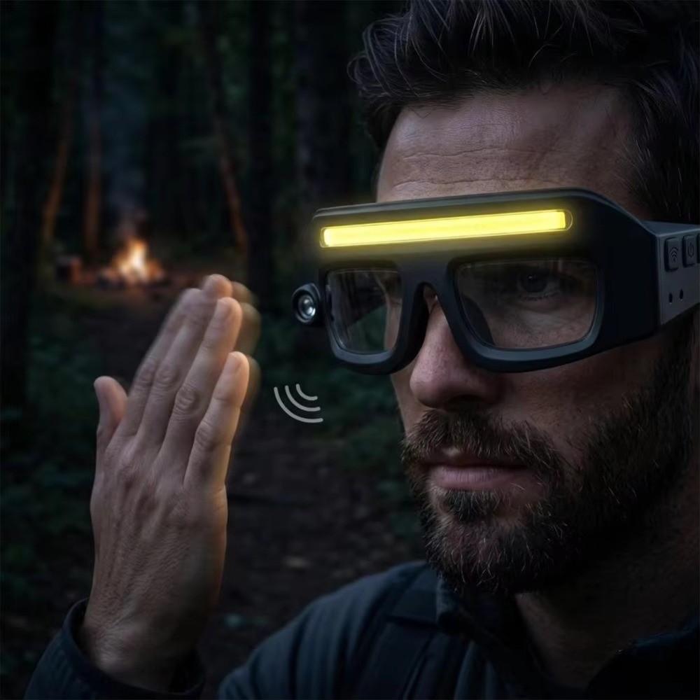 High Visibility Rechargeable Headlamp Glasses Rechargeable COB Floodlight Glasses Cycling