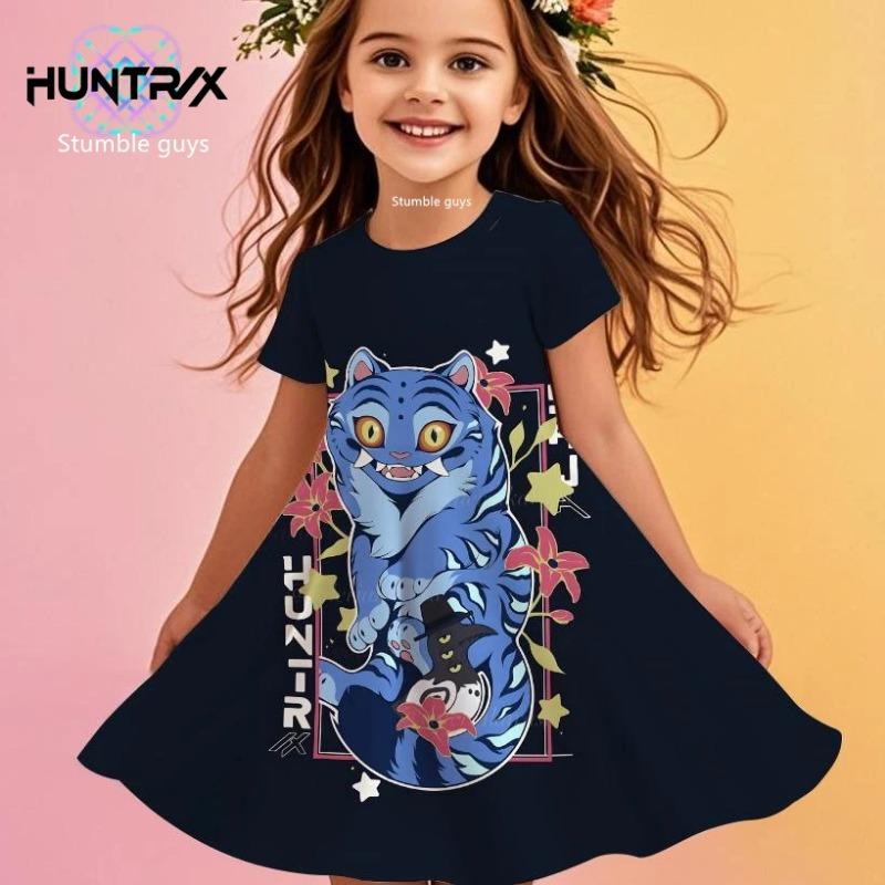 Summer Cute Kpop Demon Hunters Child Short Sleeve Adult Kids Tee Fashion Dress Cosplay Huntrix Fan Gift