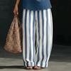 Women Cotton Linen 2 Piece Sets Sleeveless Halter V Neck Top And Striped Wide Leg Pants Sets Summer Vacation Lounge Outfits