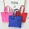 New Solid Color Canvas Handbags for Women Portable Bento Bag Large Capacity Storage Bag Shopping Handbag Key Wallet Phone Pouch