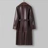 Men's Plus Size Fur-Lined Long Faux Leather Trench Coat