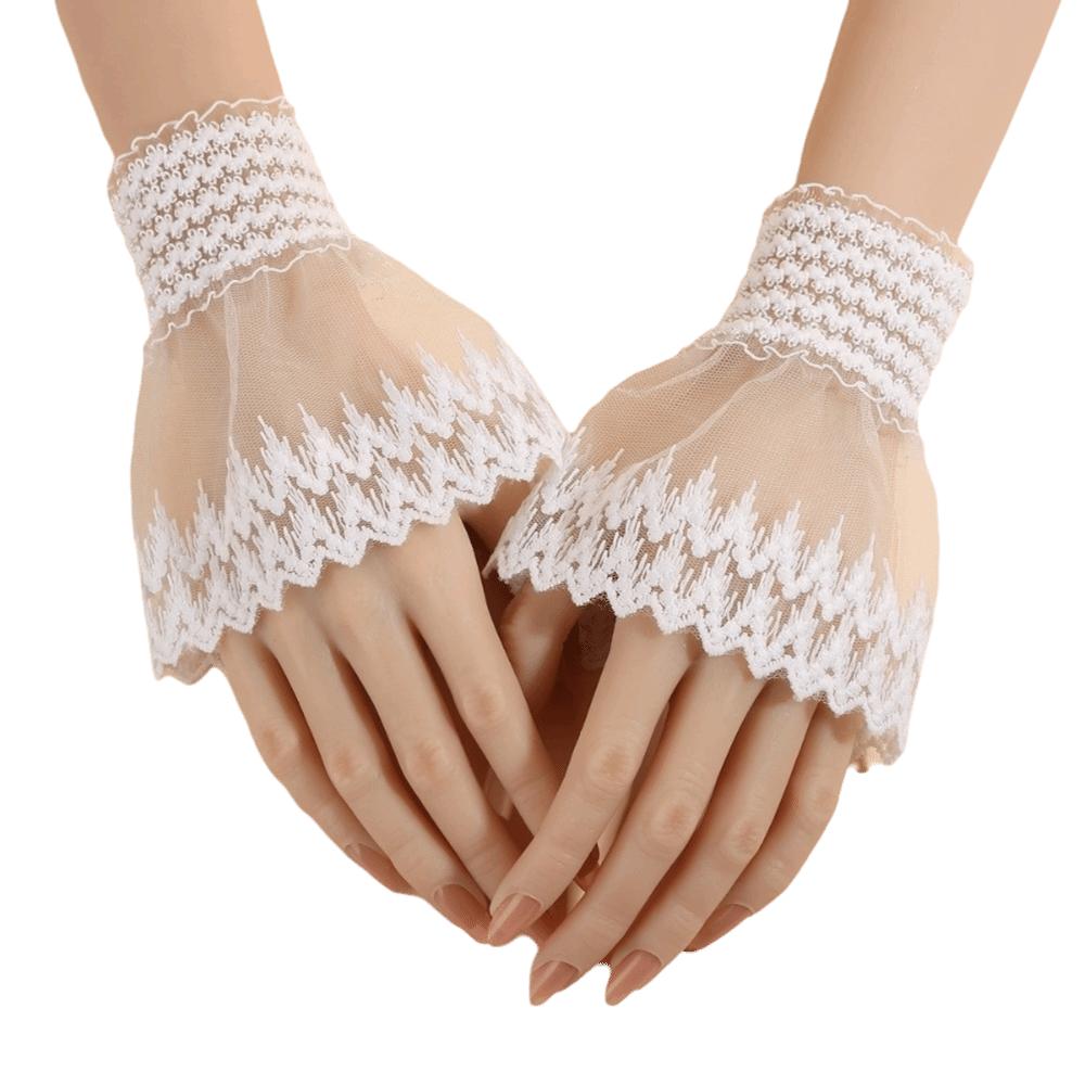 Elastic Detachable Sleeves Cuffs Sun Protection Costume Accessory Lace Cuffs Sweet All-match Lace Ruffled Wrist for Women