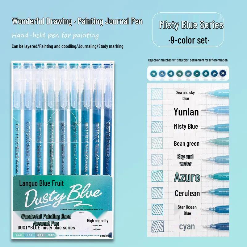 Morandi Color Large Capacity Blue Fruit Journal Pen - Colored Neutral Pen for Note-Taking and Highlighting