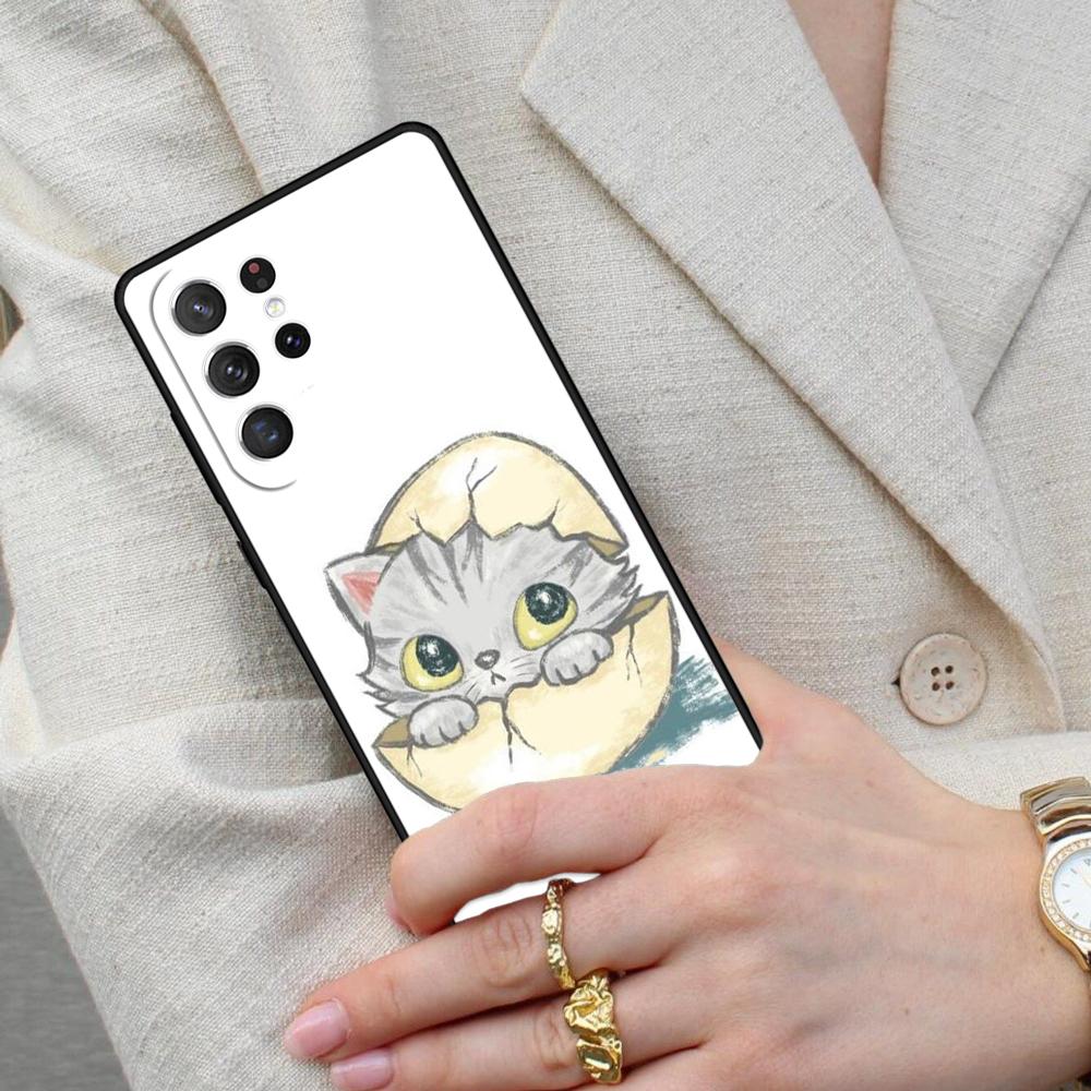 Cute American Shorthair Kitten Cell Phone Case for Samsung Galaxy S26 Ultra S25 S24 S23 S22 S21 S20 Note10 Cover