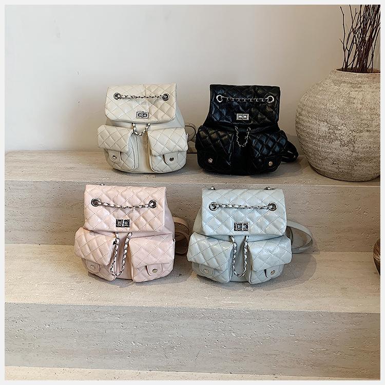 Fashion diamond chain solid color fragrant backpack bag women's 2025 spring new fashion design trendy simple women's bag