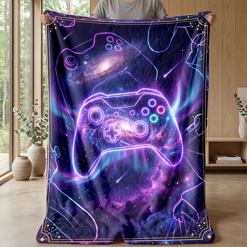 Neon Retro Game Controllers Theme blanket Lightweight Warm Flannel Blanket Decorative Throw Blanket for Home Decoration