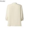 ZANZEA Women Casual Stand Collar 3/4 Sleeve Loose Blouse