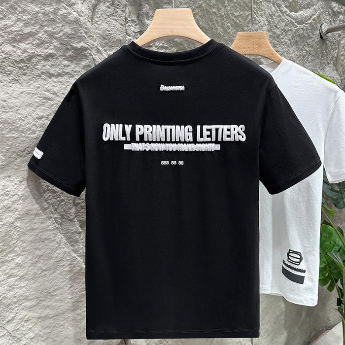 

Летняя мужская футболка с коротким рукавом и принтом, на высокой резинке, из высокоплотного гребенного хлопка, короткая футболка 5XL чёрный