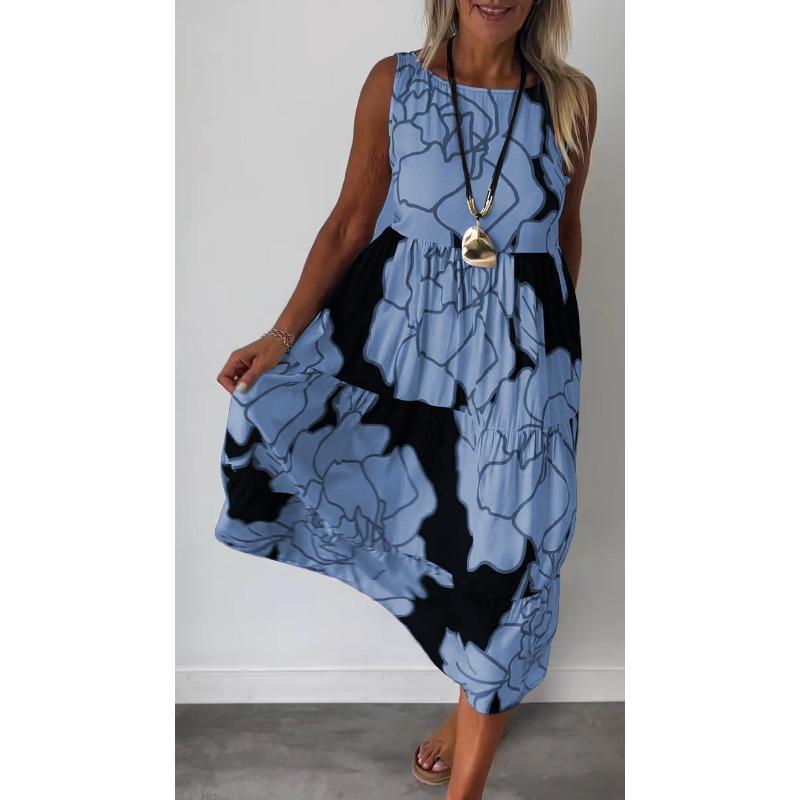 GMXIA Dámská móda léto jaro ležérní šaty bez rukávů s výstřihem do O