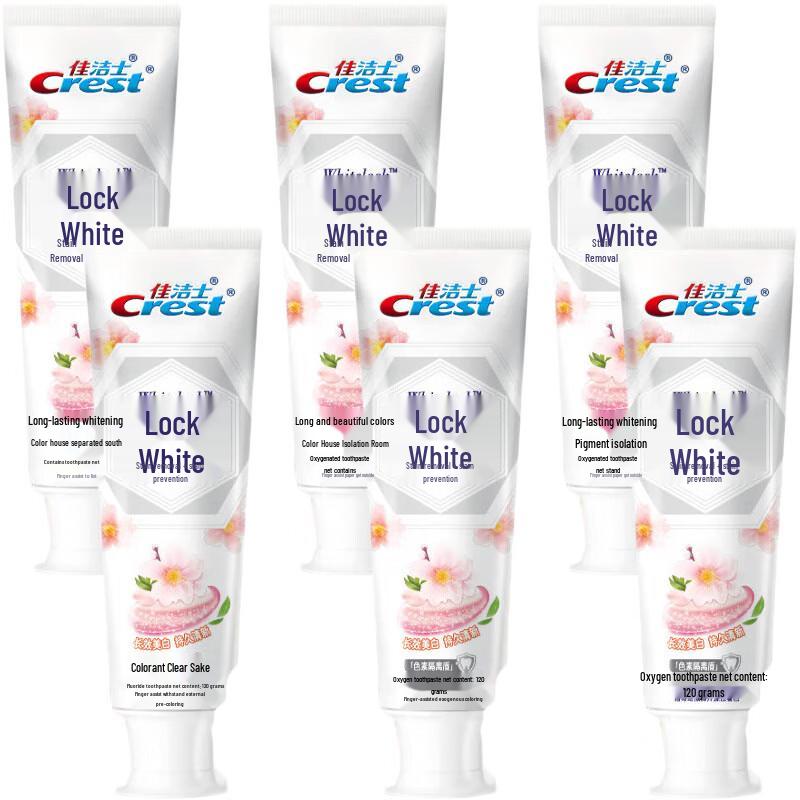 Crest Dual-Color Whitening Toothpaste (Fresh Peach Blossom) 6-Pack with Vinda Tissues