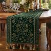 Sturdy Stitched Table Runner Jacquard Runner, Vintage Floral Elegant Durable with Tassels for Dining Home Party Decor Spill Resistant