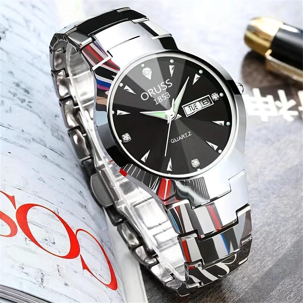 2 Stück Paare Zifferblatt Quarz Uhr Business Mode Analog Kalender Armbanduhr Valentinstagsgeschenk Für Männer Frauen Datumsanzeige Uhr