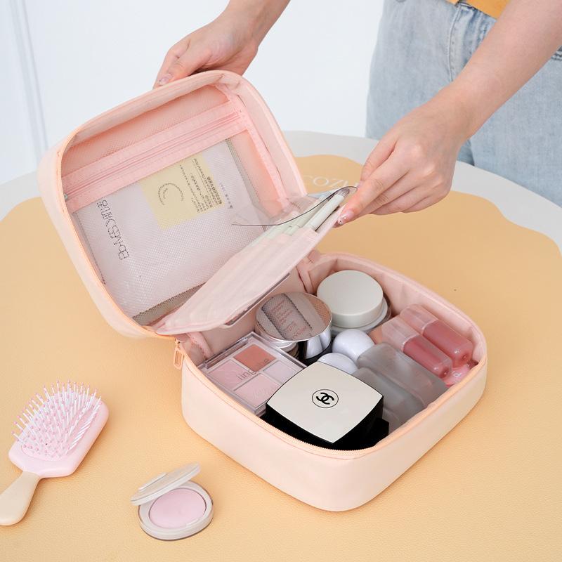 Soft Foam Women's Cosmetic Bag Handheld Makeup Wash Skincare Pouch Large Capaci Square Toiletries Storage Organizer