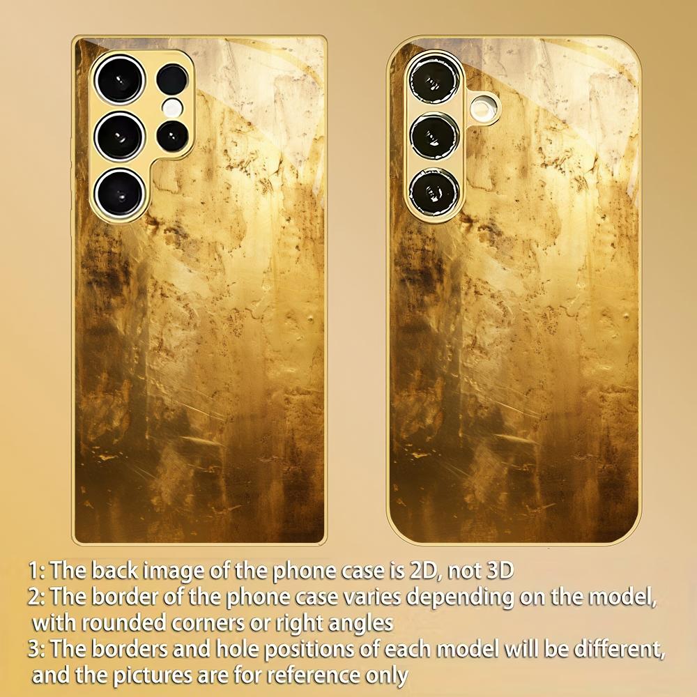 Gold texturiertes Muster galvanisierte Glas-Handyhülle geeignet für Samsung Galaxy S26 S25 S24 S22 S21 S20 FE/Ultra/Plus sturzsicher