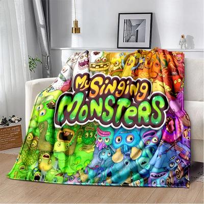 Moje zpívající monstra kreslená videohra Měkká plyšová deka, flanelová deka Hodící deka do obývacího pokoje Ložnice Postel Sofa Piknik