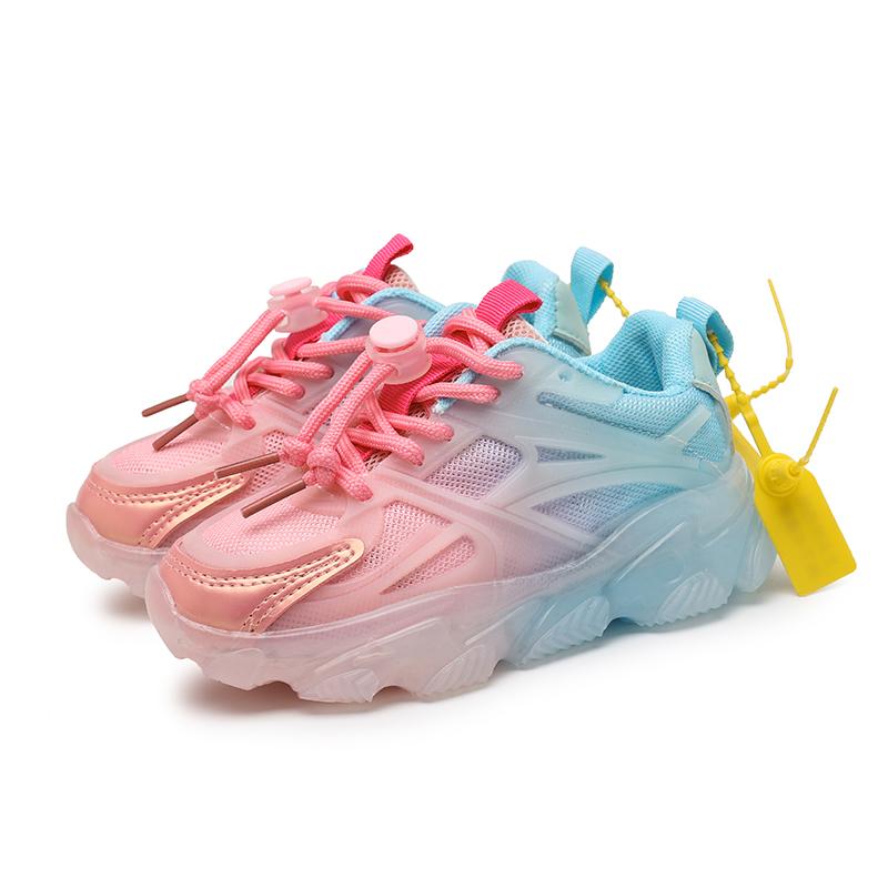 

Модная детская обувь двойного цвета, дышащая повседневная обувь с сеткой для мальчиков и девочек, удобная спортивная обувь 36 розовый/синий