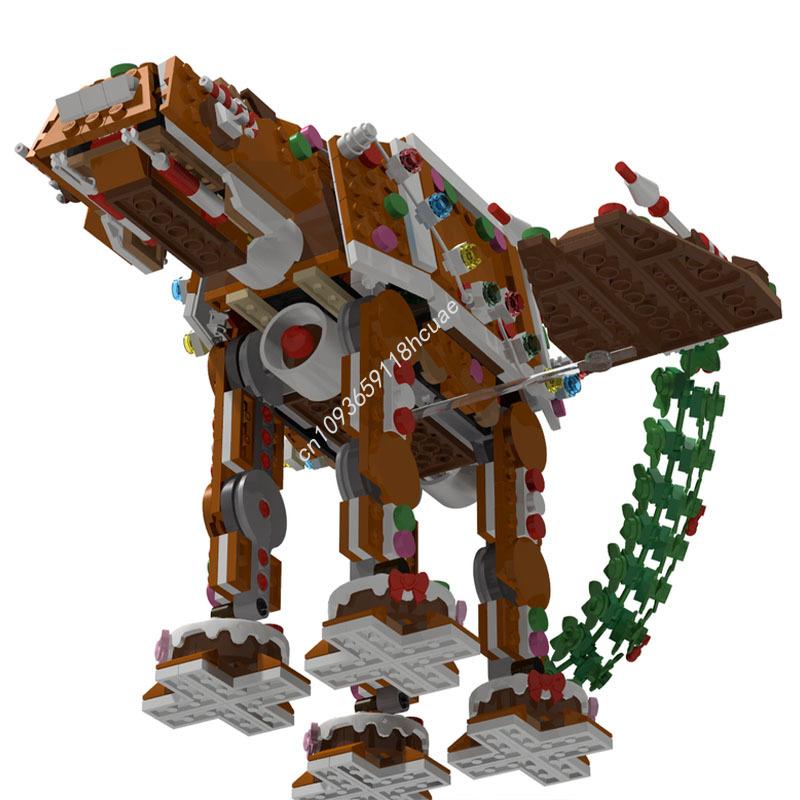 130 Stück Lebkuchen AT-AT Snowspeeder Addon Modell Sternenschlacht Bausteine DIY Bildung Montage Spielzeug für Kinder Weihnachtsgeschenk